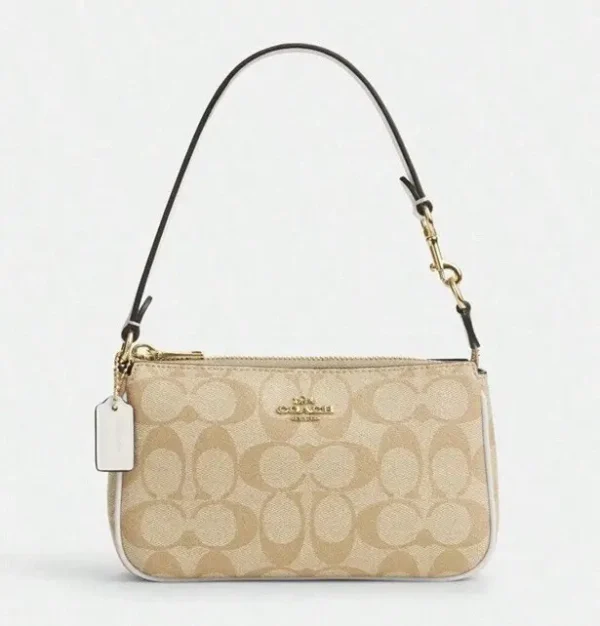 Bolsa De Mano Coach Signature Canvas Color Beige