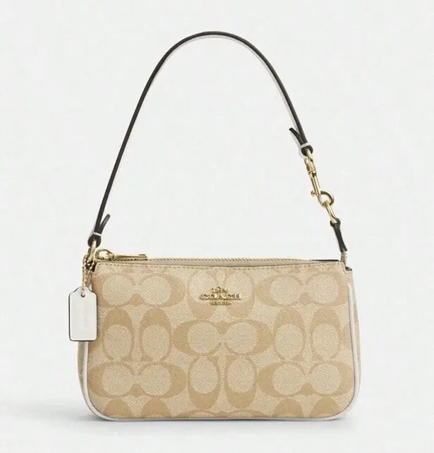 Bolsa De Mano Coach Signature Canvas Color Beige