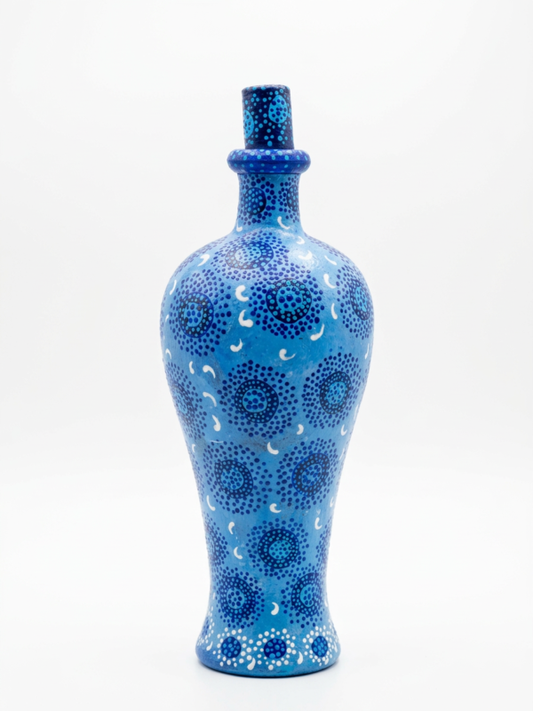 botella decorativa azul puntillismo