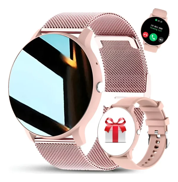 Reloj Inteligente Mujer Elegante Rosa | Smartwatch con Llamadas y Salud