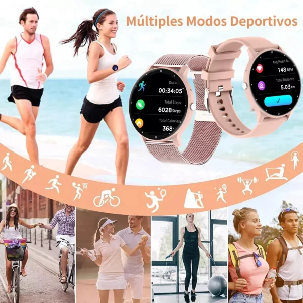 Reloj Inteligente Mujer Elegante Rosa | Smartwatch con Llamadas y Salud