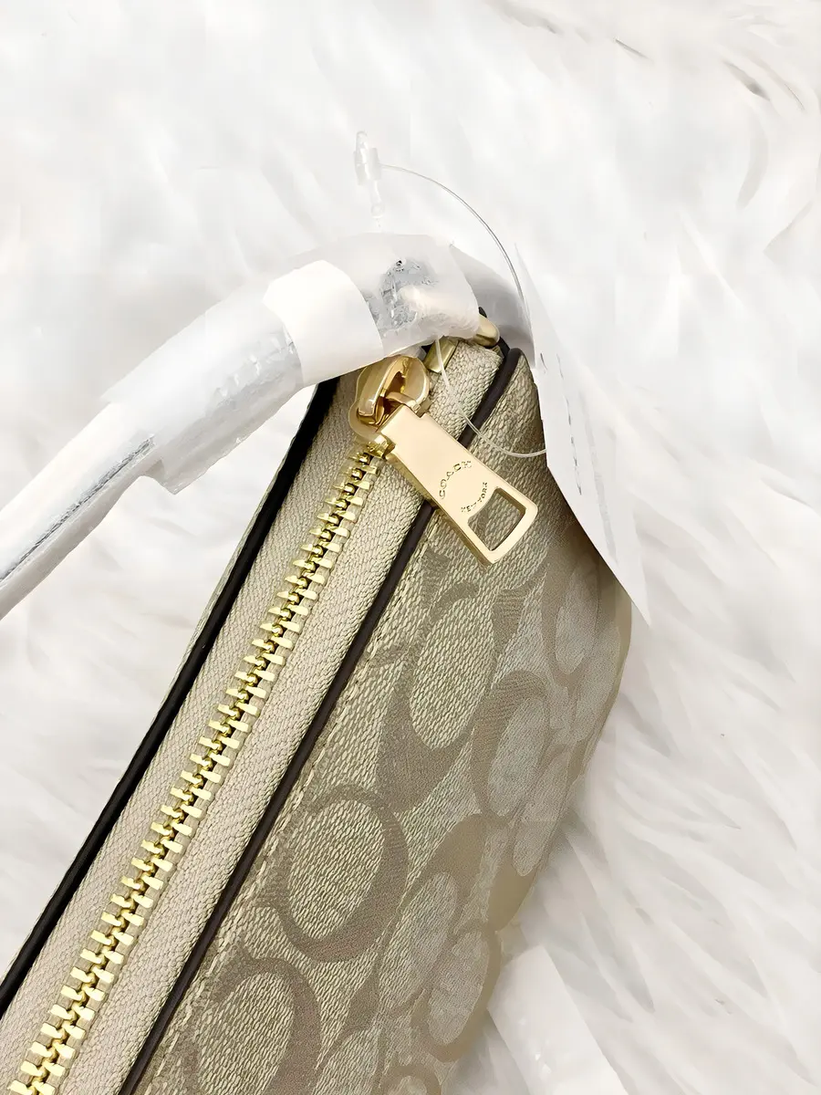 Bolsa De Mano Coach Signature Canvas Color Beige