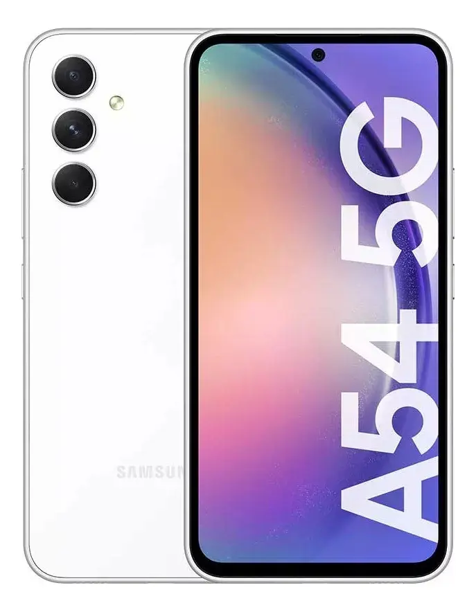 Samsung Galaxy A54 5G color violeta sorprendente, smartphone 128GB con pantalla Super AMOLED y batería de larga duración