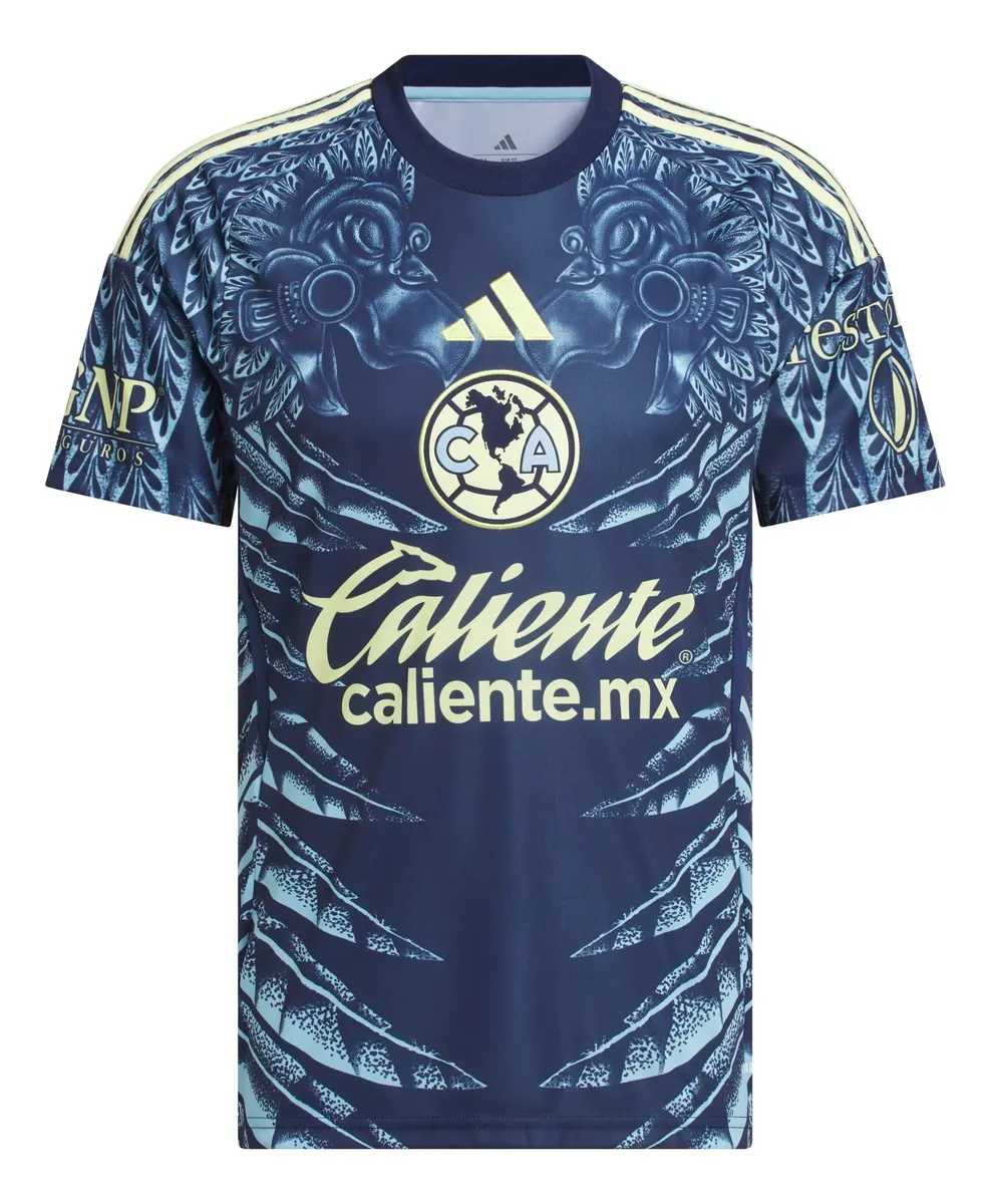 Jersey Club América visitante 2026 Adidas azul diseño plumas águila oficial Liga MX