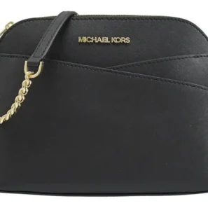 Bolsa Michael Kors Jet Set Travel Dome negra crossbody con herrajes dorados