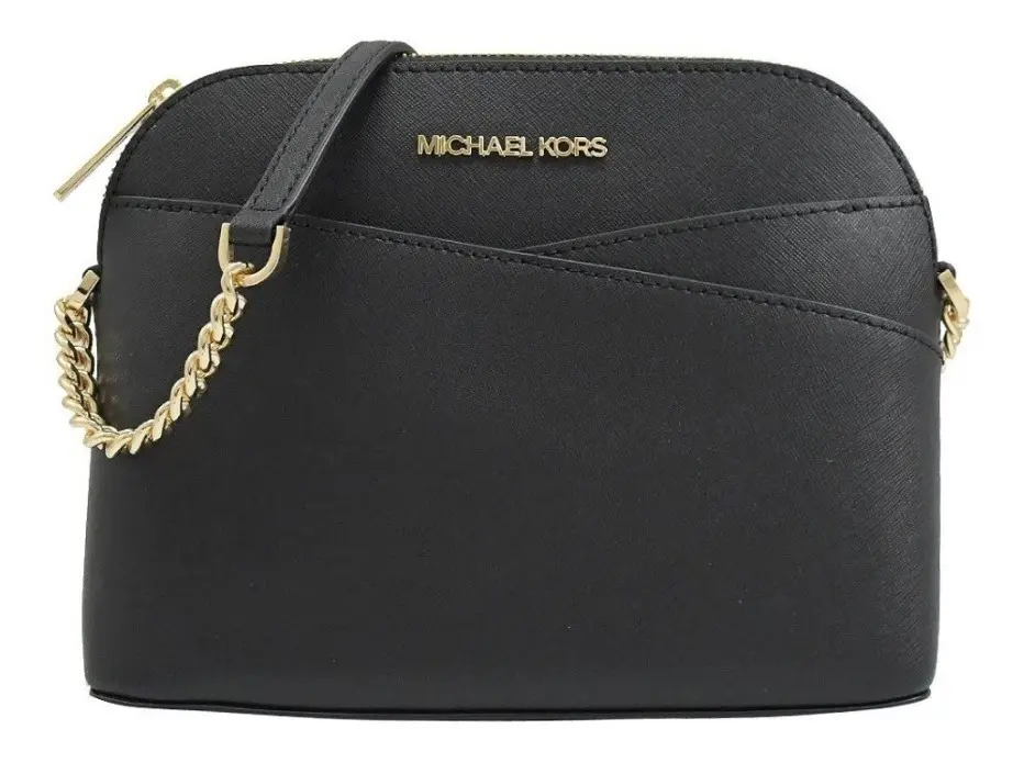 Bolsa Michael Kors Jet Set Travel Dome negra crossbody con herrajes dorados