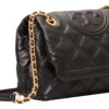 Bolso Tory Burch Fleming negro cuero acolchado con cadena dorada