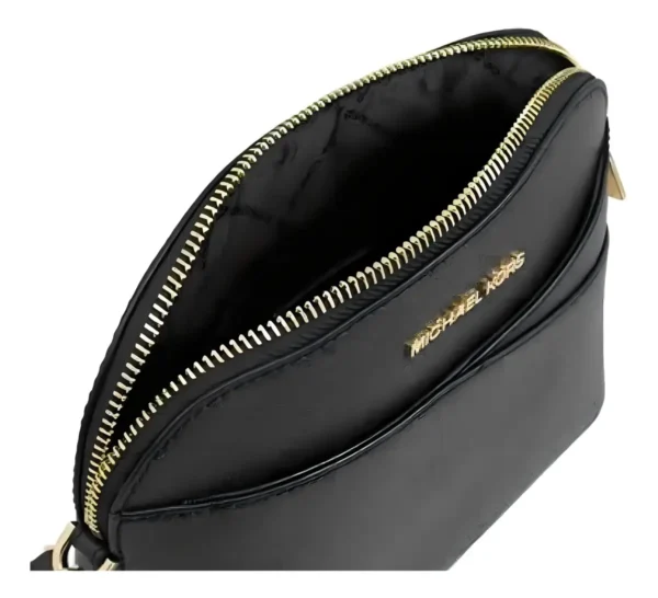Bolsa Michael Kors Jet Set Travel Dome negra crossbody con herrajes dorados