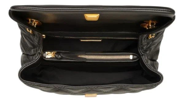 Bolso Tory Burch Fleming negro cuero acolchado con cadena dorada
