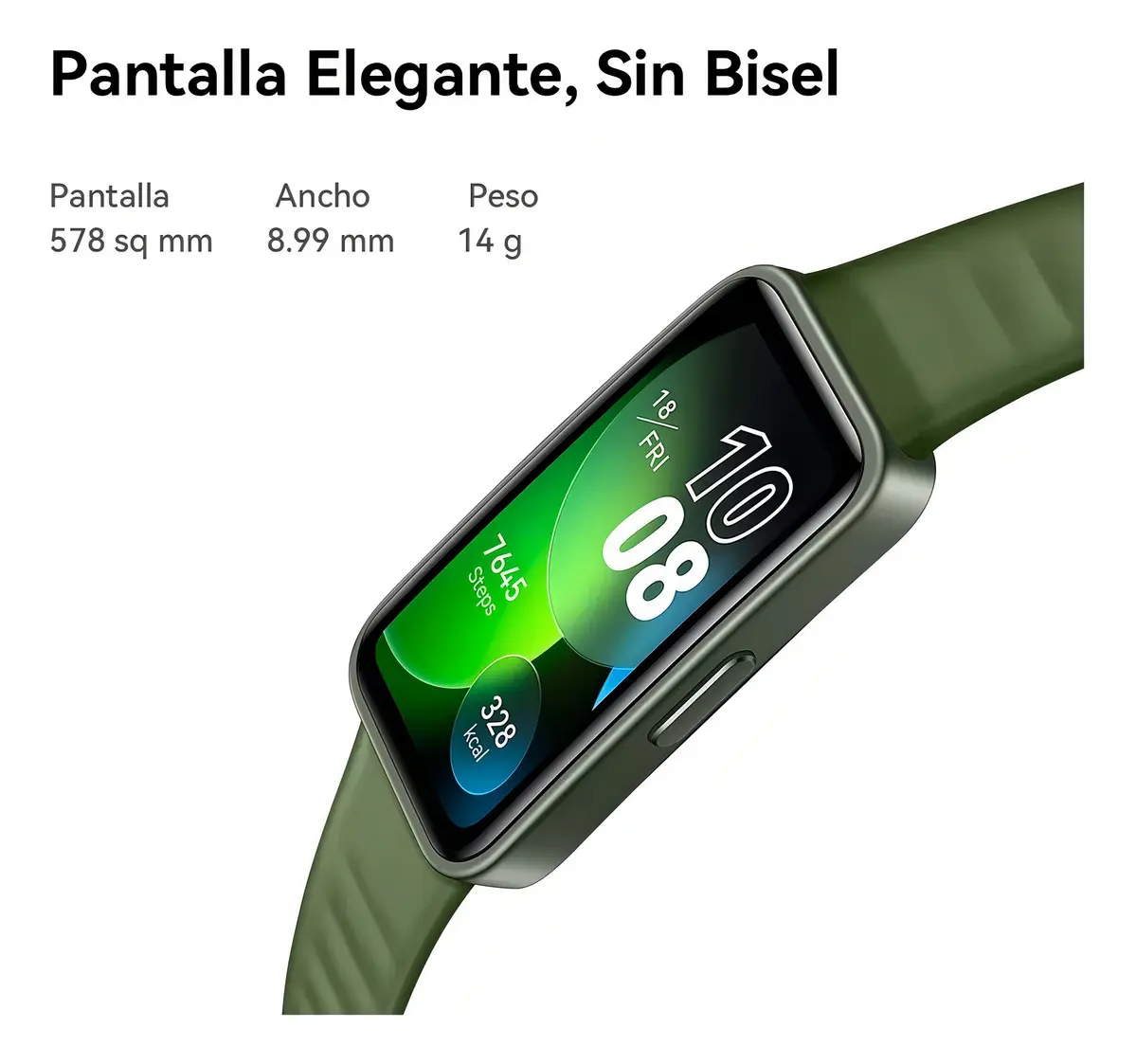 Smartwatch Huawei Band 8 color verde pantalla AMOLED 1.47 pulgadas correa silicona