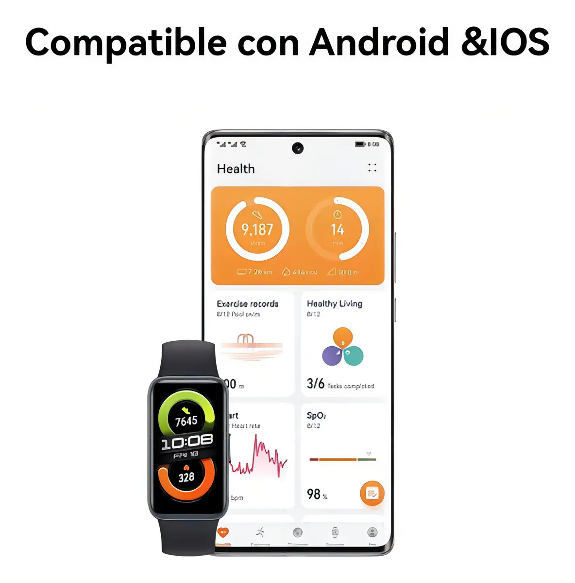 Smartwatch Huawei Band 8 color verde pantalla AMOLED 1.47 pulgadas correa silicona