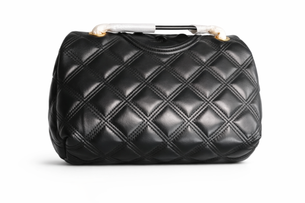 Bolso Tory Burch Fleming negro cuero acolchado con cadena dorada