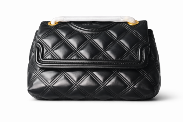 Bolso Tory Burch Fleming negro cuero acolchado con cadena dorada
