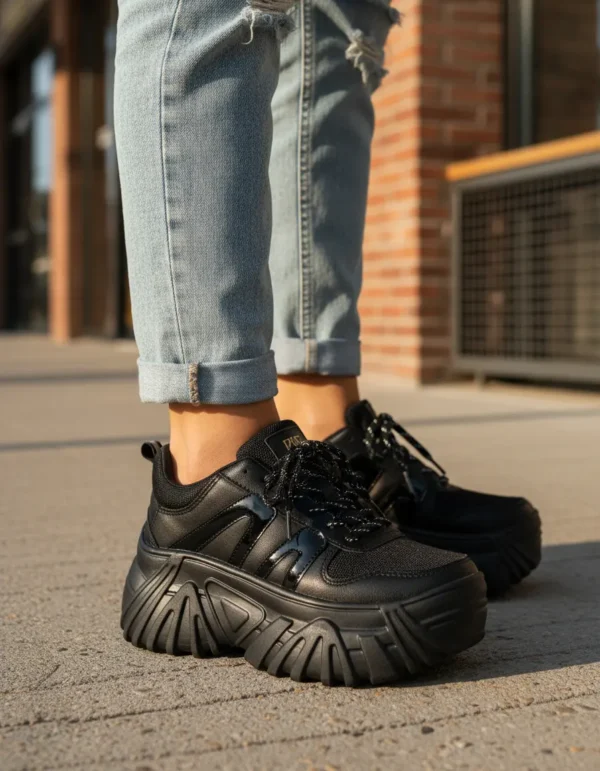 Tenis Chunky Plataforma alta Dama Sneakers Suela goma Tenis Chunky Plataforma alta Dama Sneakers Suela goma