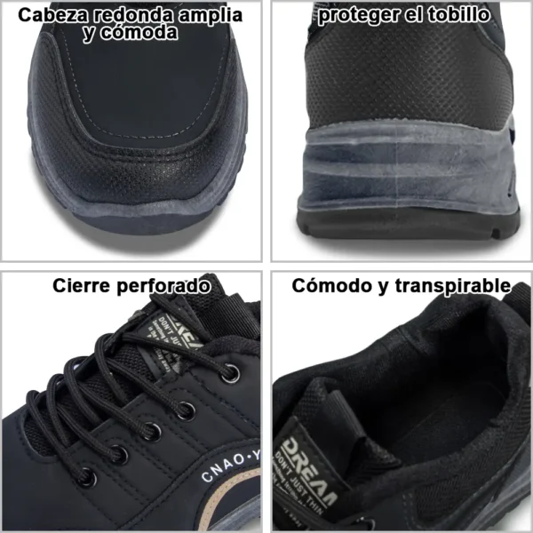 Tenis WEIMUTA negros para pie diabético, transpirables y cómodos para uso diario
