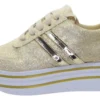 Tenis De Plataforma Alta Para Dama Glitter Dorados Brillos