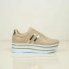 Tenis De Plataforma Alta Para Dama Glitter Dorados Brillos